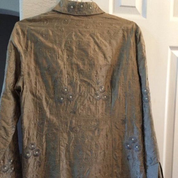 CHICO'S DESIGN BEADED EMBROIDERED SILK tunic - Picture 2 of 5